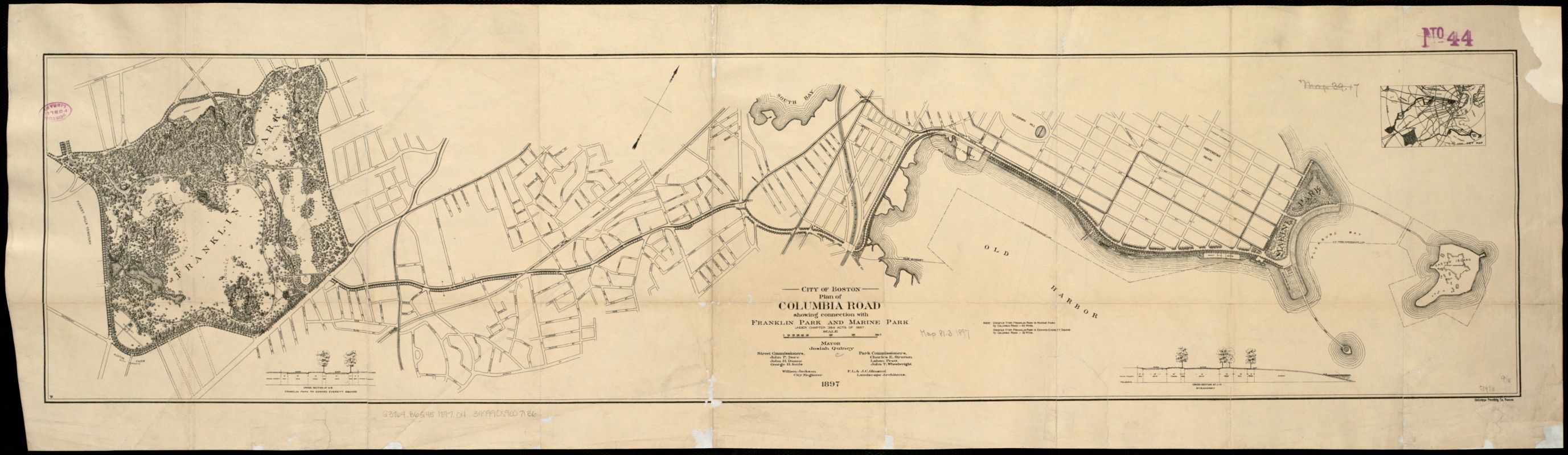 Image of City of Boston Plan of Columbia Road, Showing Connection with Franklin Park and Marine Park