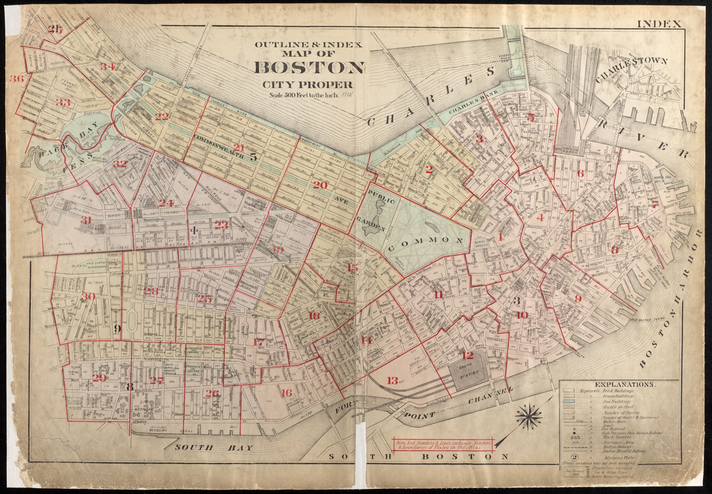 Index map of 1928 atlas of Boston