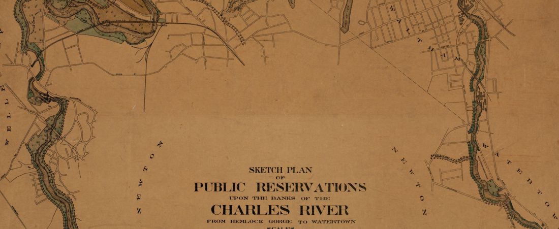Sketch plan of public reservations upon the banks of the Charles River: from Hemlock Gorge to Watertown