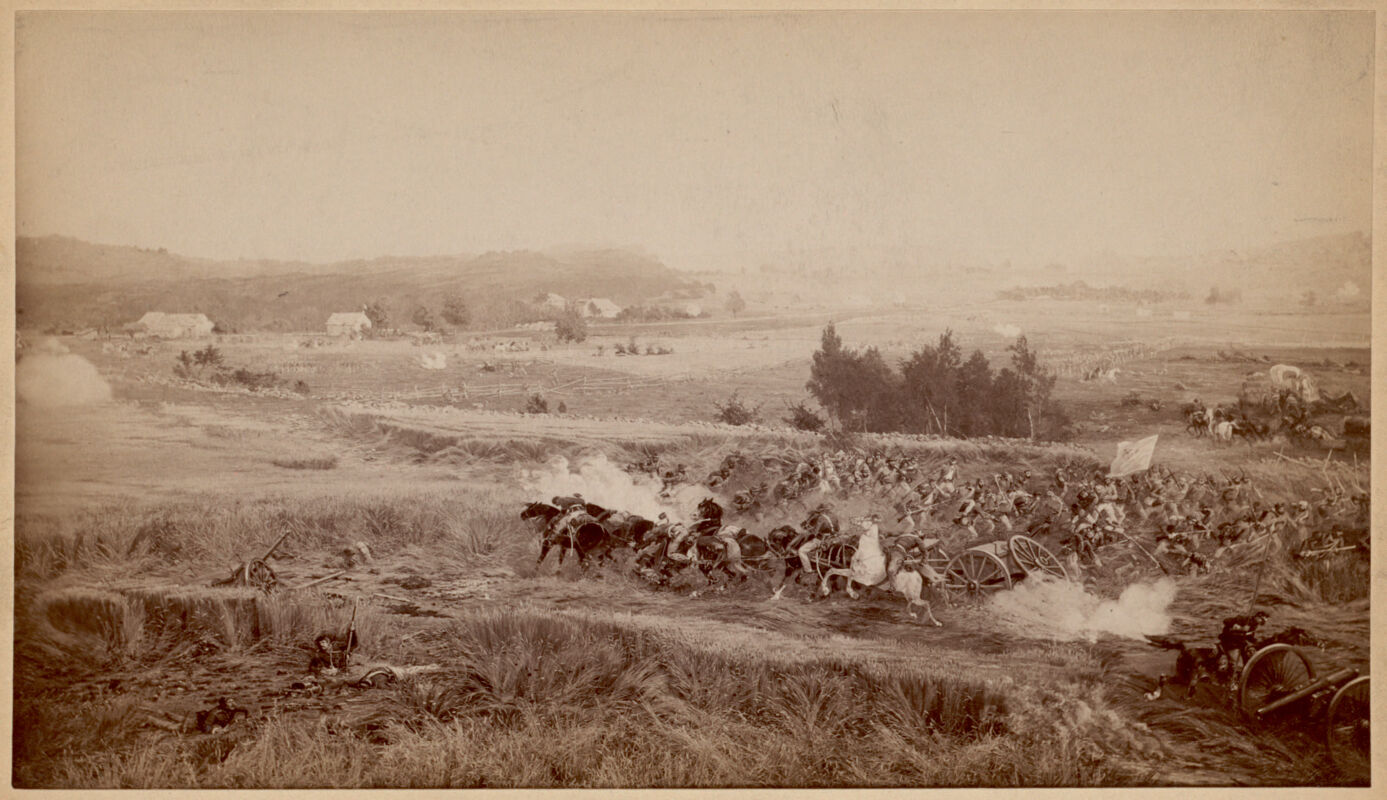 Image of "A cloud possessed the hollow field" - One of eight scenes from the Cyclorama - The Battle of Gettysburg
