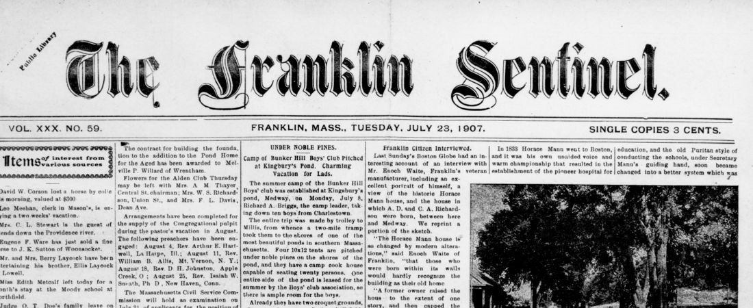 The Franklin Sentinel. July 23, 1907