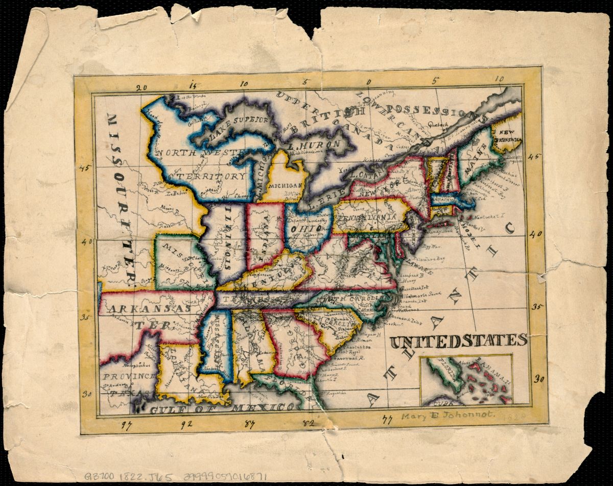 *[United States](https://collections.leventhalmap.org/search/commonwealth:2z10wv35v)* by Mary E. Johonnot, 1822