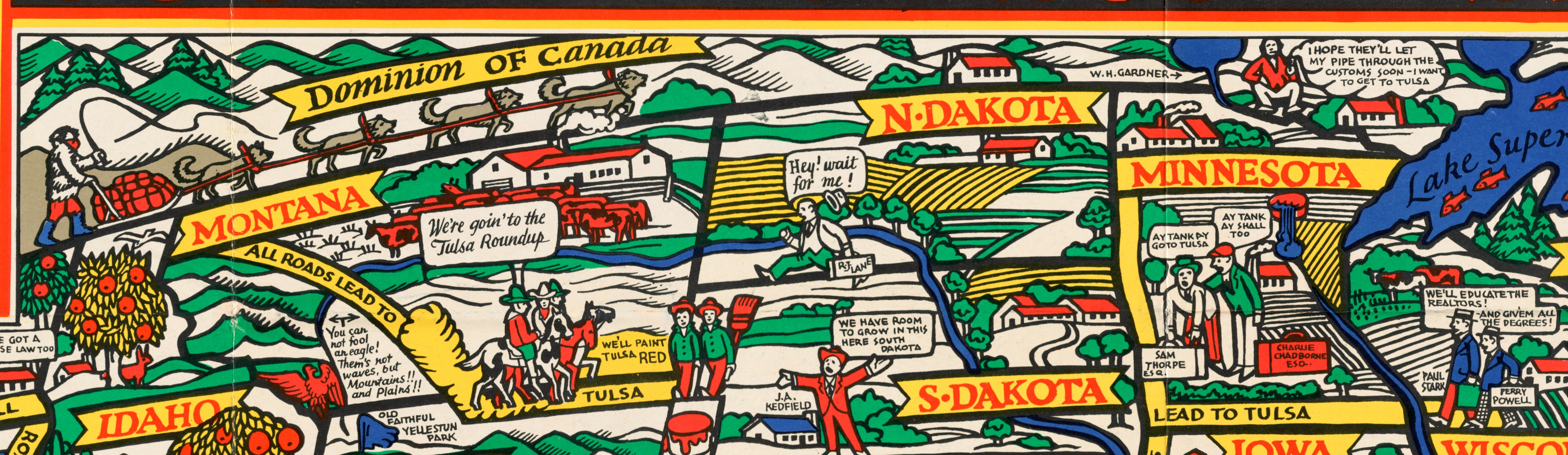 The US-Canada border on the NAREB map, complete with bobsleds and characters.