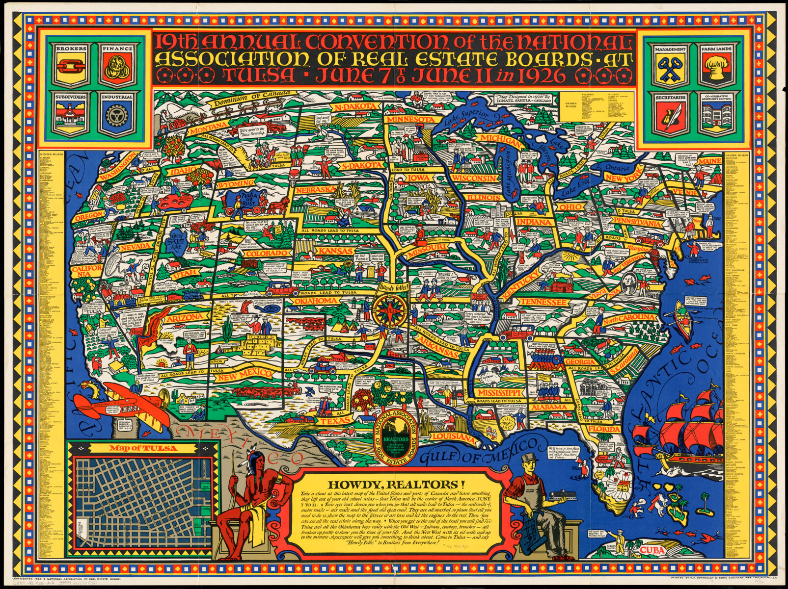 From our collections, the NAREB map: a pictorial map advertising the 19th annual convention of the National Association of Real Estate Boards.