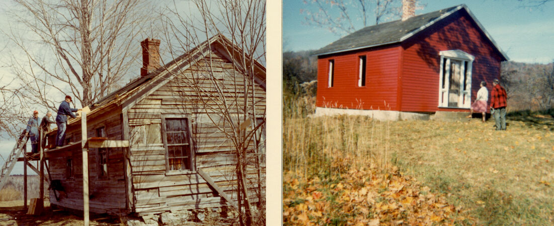 Nash Hill Schoolhouse restoration diptych, c. 1971-86