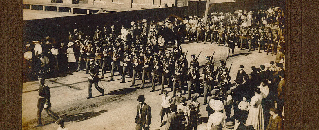 Semi-centennial parade, MVM, Co. F 9th Reg.