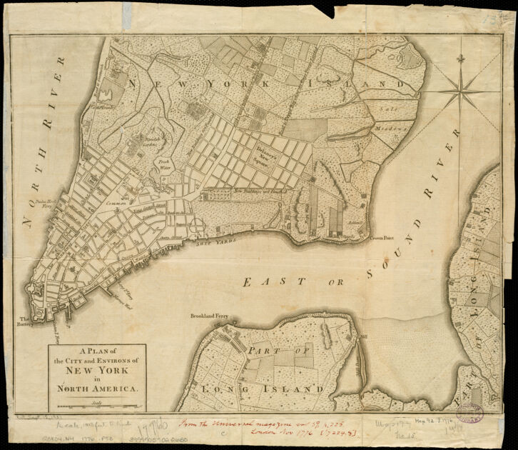 A plan of the city and environs of New York in North America - American ...