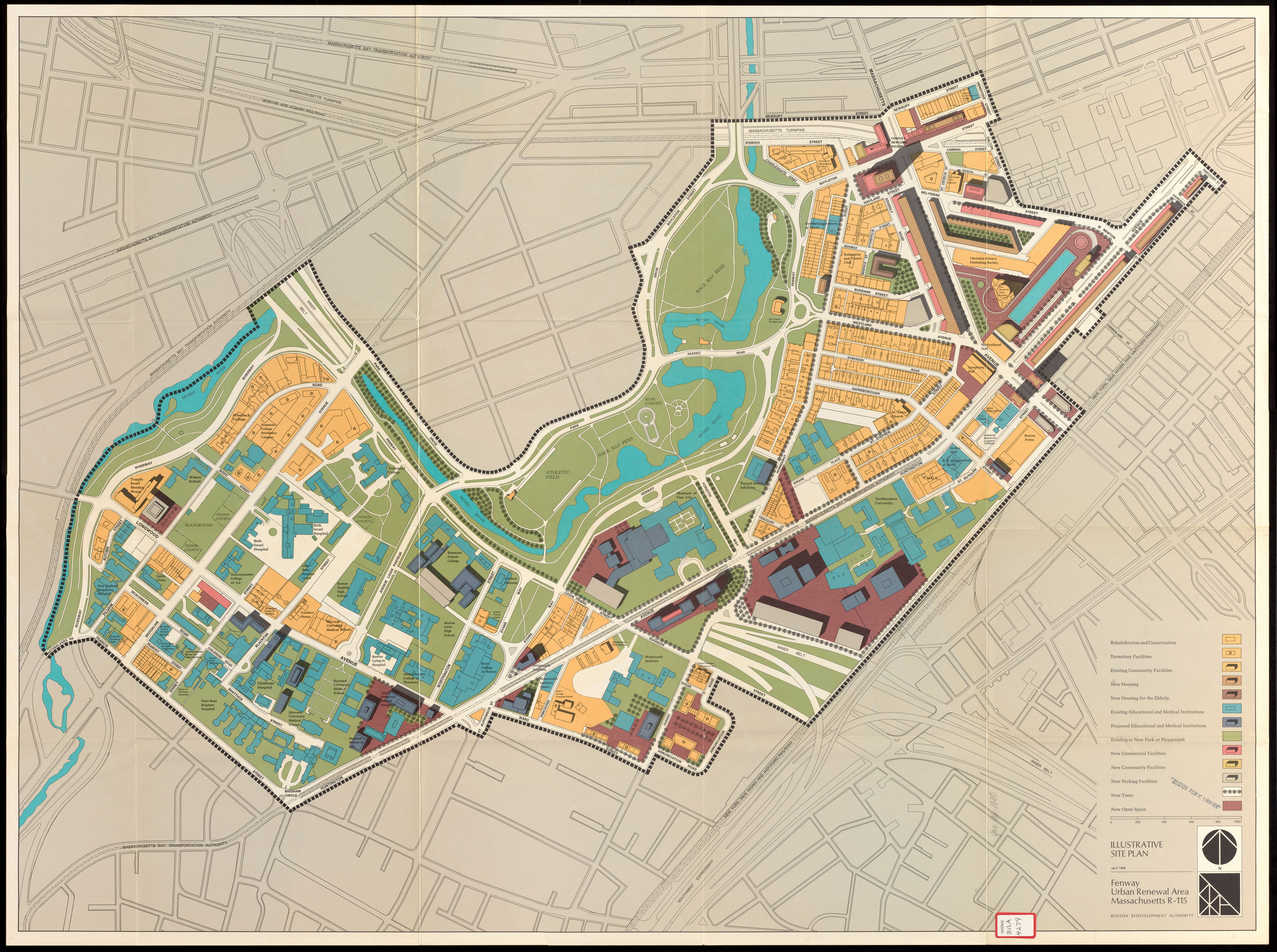Illustrative site plan for the Fenway urban renewal area, from LMEC collections.