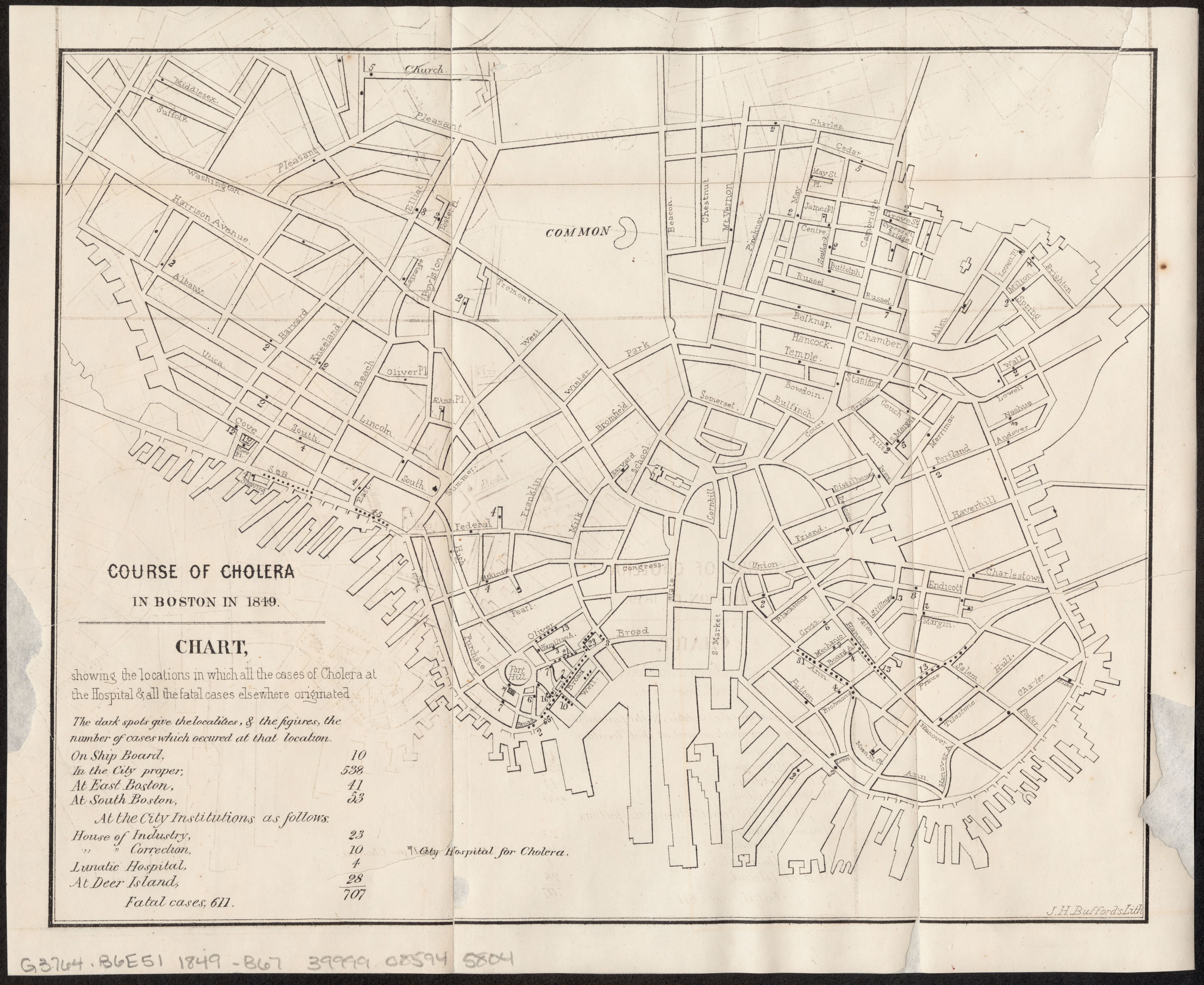 From our collections, this 1866 map depicts an 1849 cholera outbreak in Boston.
