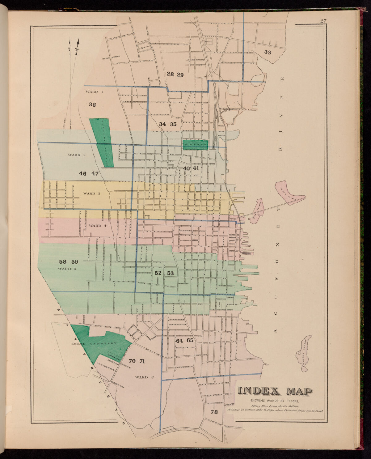 An index map from Geo. H. Walker &amp; Co.&rsquo;s 1881 Atlas of New Bedford city, Massachusetts