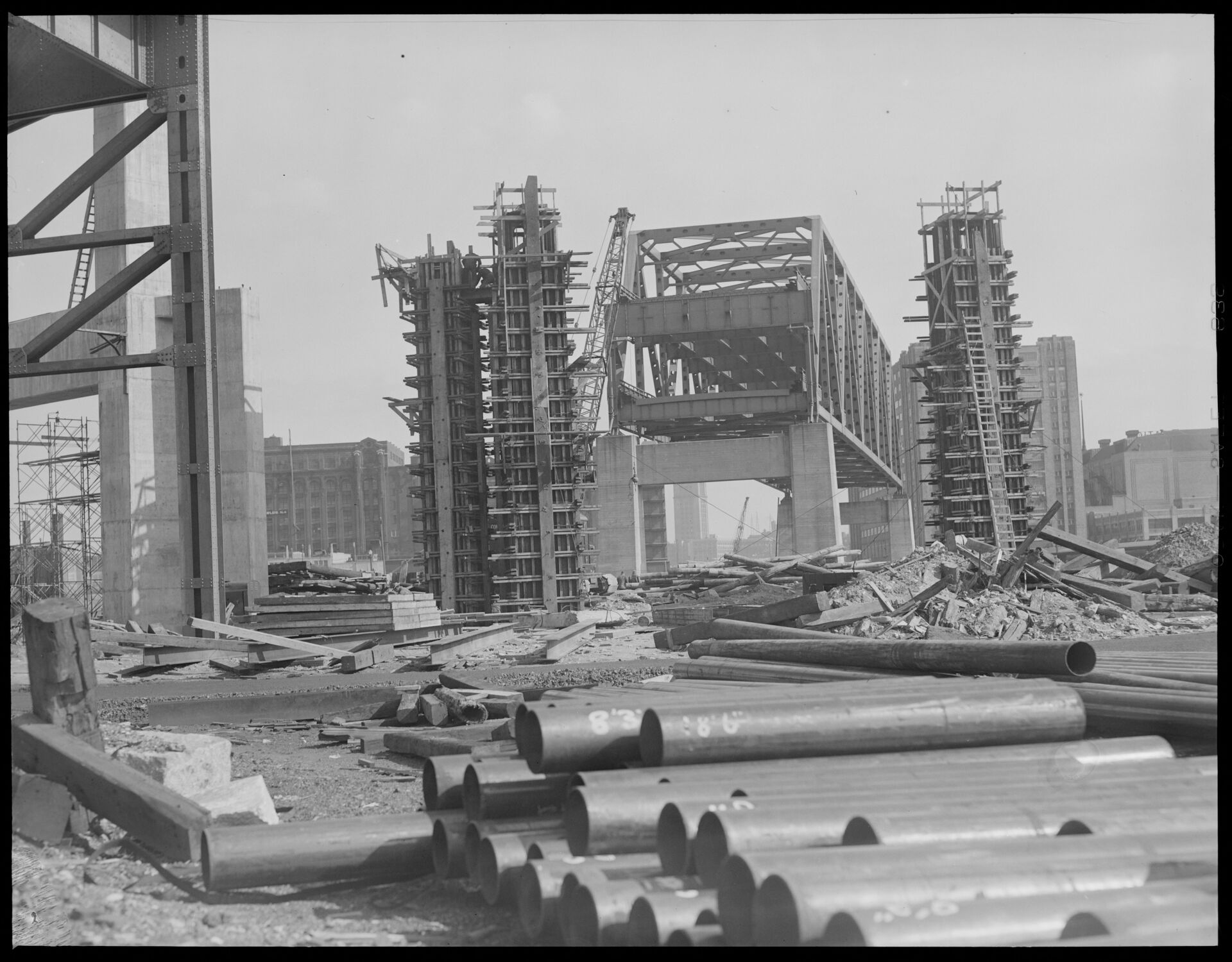 Photograph from around 1947 depicting the construction of the central artery