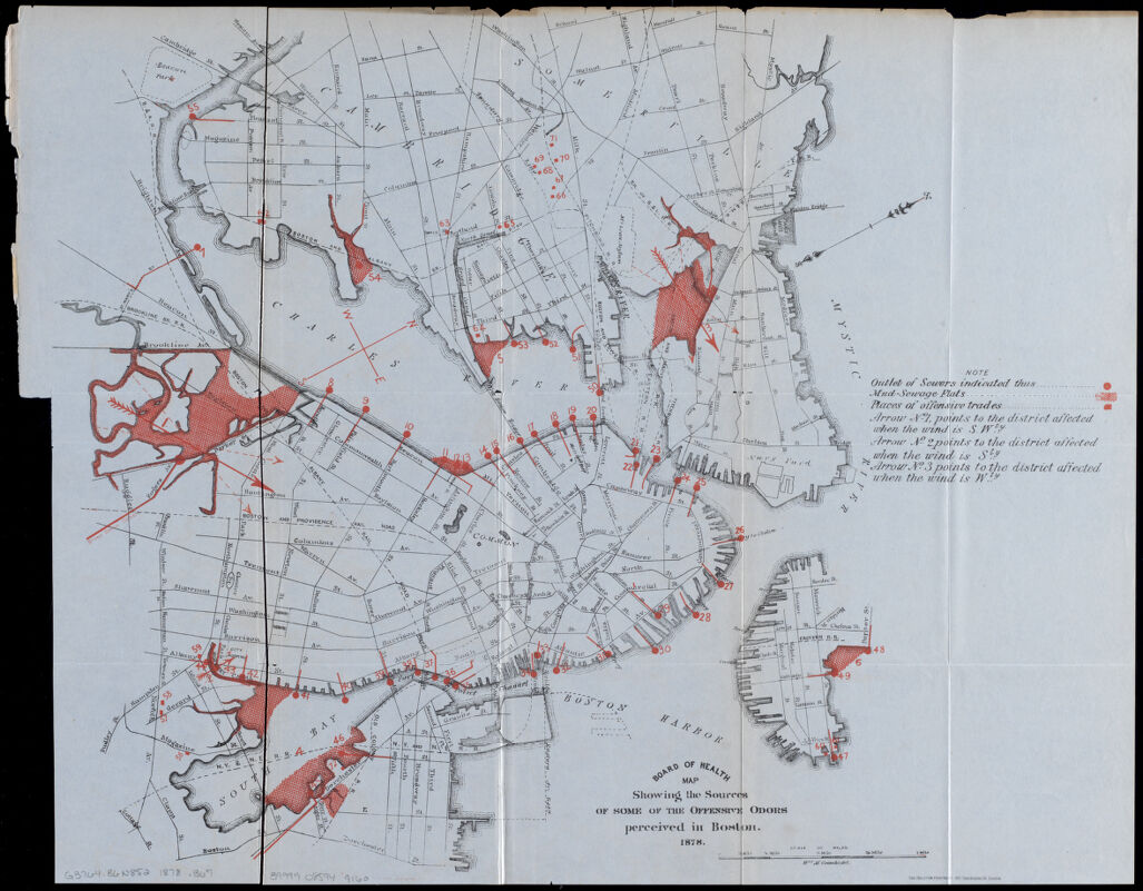 Image of Map Showing the Sources of Some of the Offensive Odors Perceived in Boston, 1878