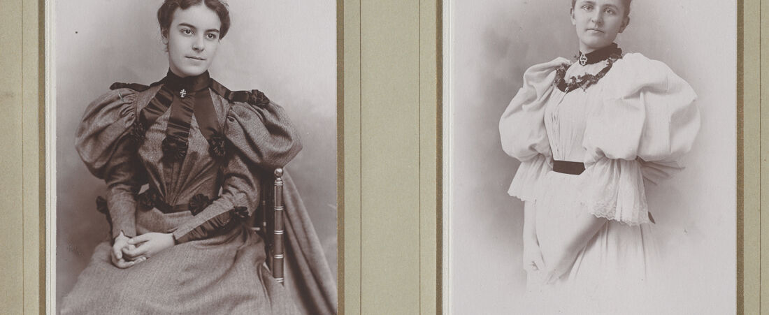 Newton High School, graduation 1895 & few 1896 - Josephine Sherwood (Hull) - Bessie Loveland (Angier) -