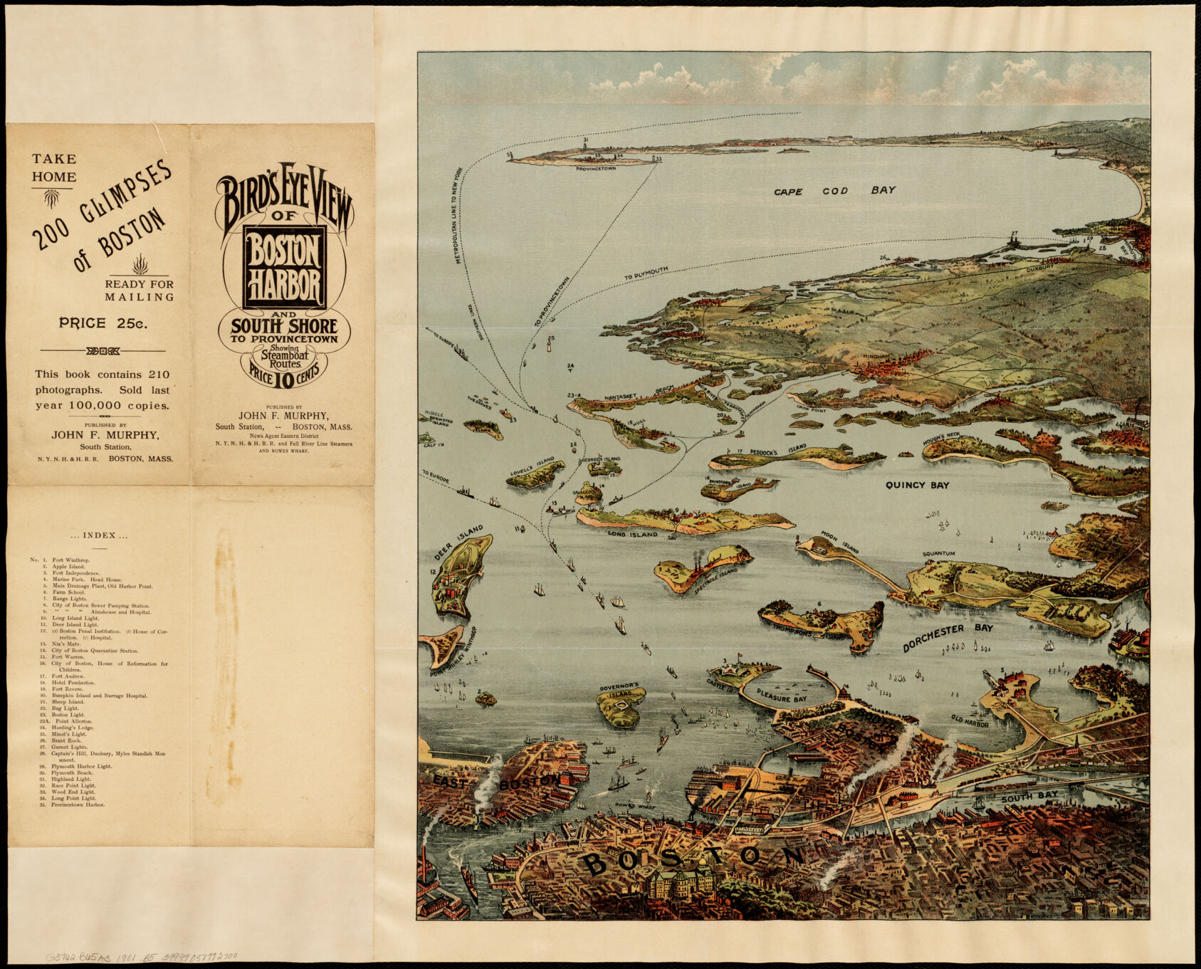 John F. Walker&rsquo;s Bird&rsquo;s Eye View of Boston Harbor and South Shore to Provincetown.