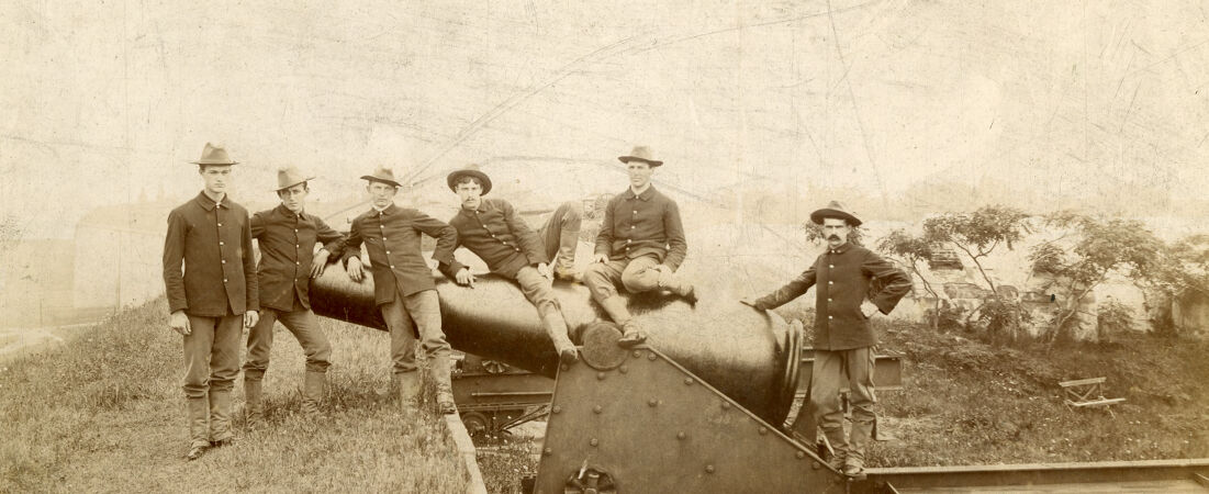 Corporal L.A. Young's Squad, 1st Heavy Artillery, Fort Warren, Boston, August 7, 1896