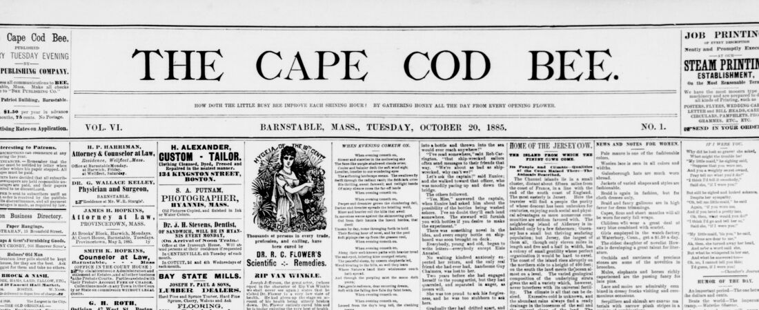 The Cape Cod Bee. October 20, 1885