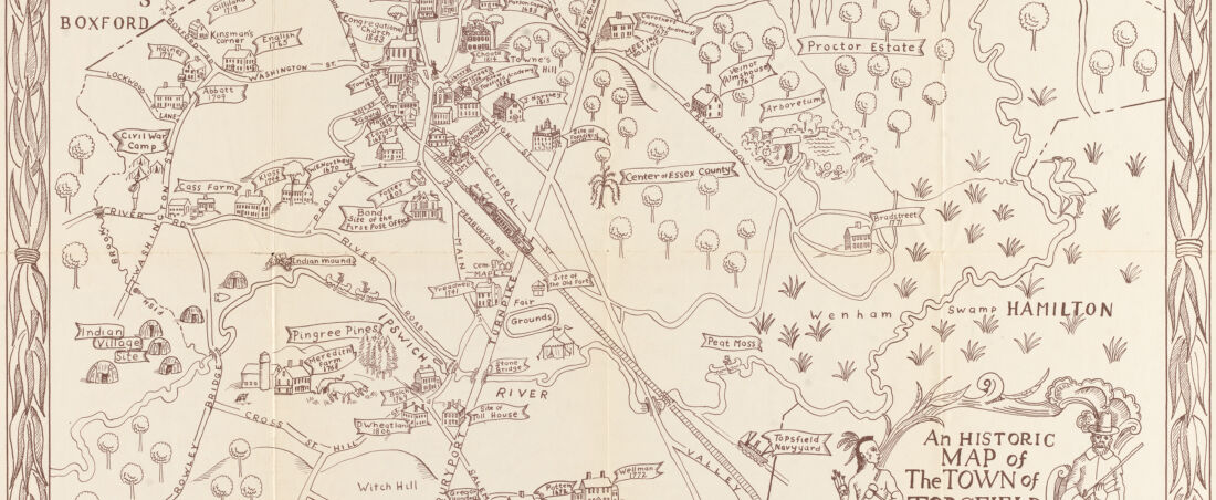 An historic map of the town of Topsfield or Shenewemedy 1650-1950