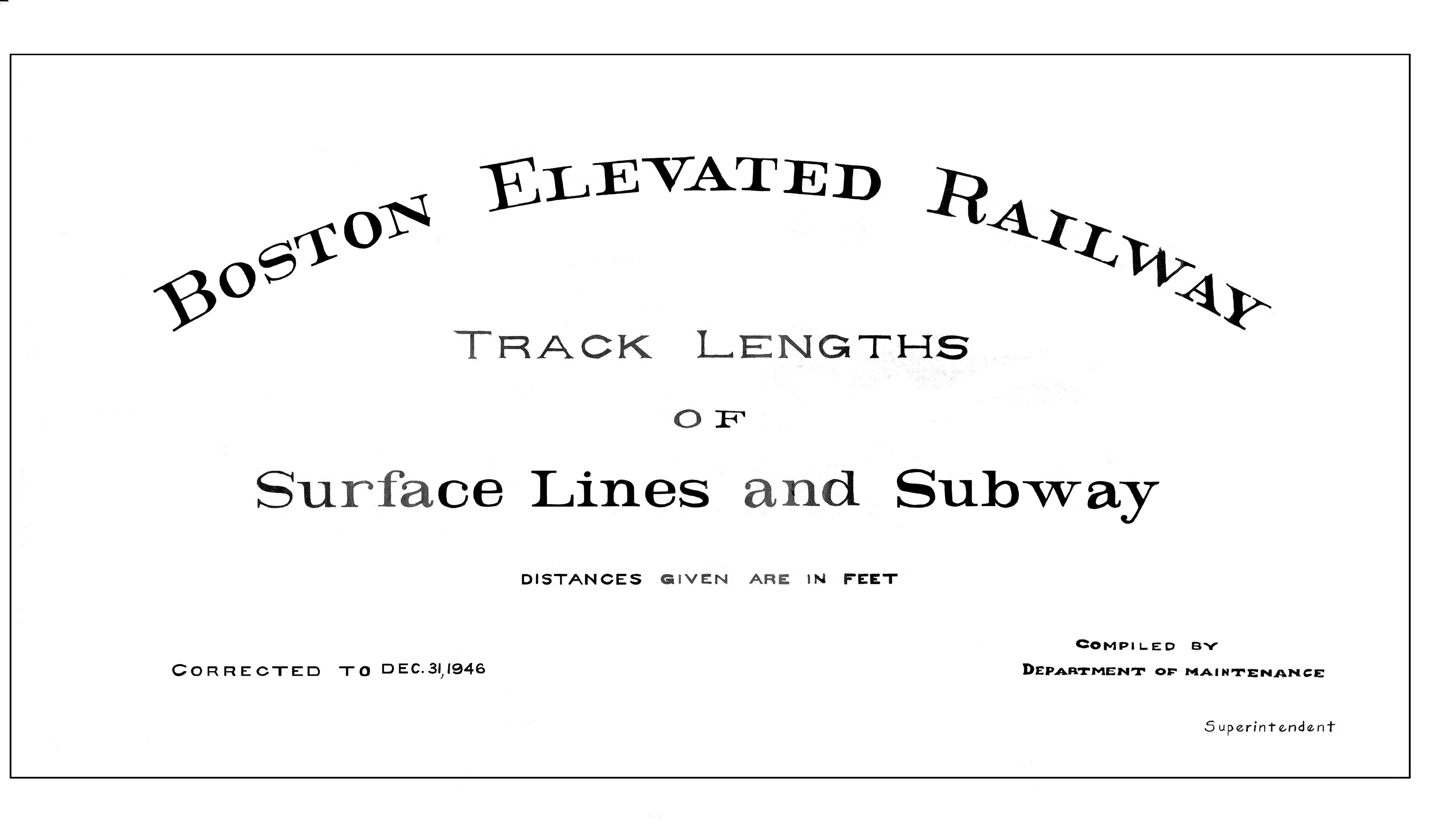 Boston Elevated Railway track lengths of surface lines and subway