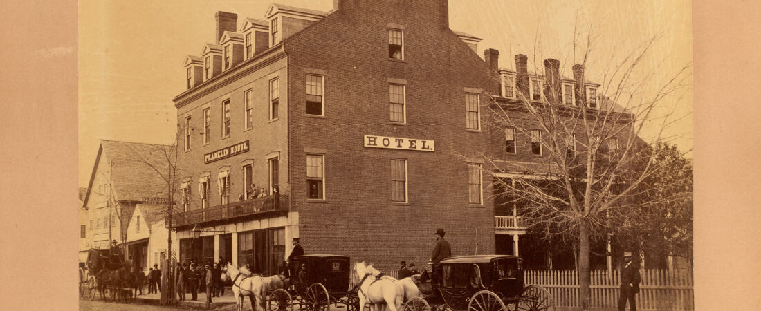 Broadway near Essex Street, looking north about 1860