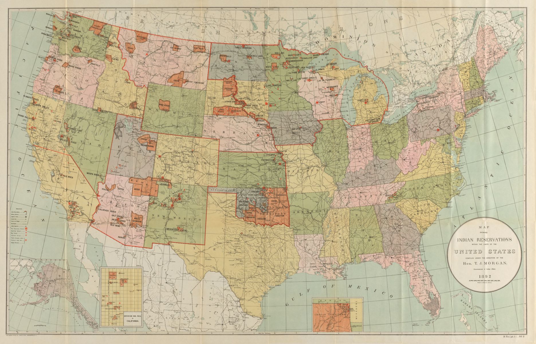 This map in our digital collections depicts Indian Reservations in the United States as they existed in the 1890s.