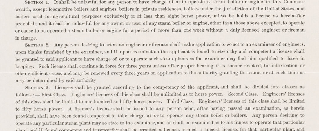 Massachusetts District Police Boiler Inspection Department, Acts of 1895, Chapter 471