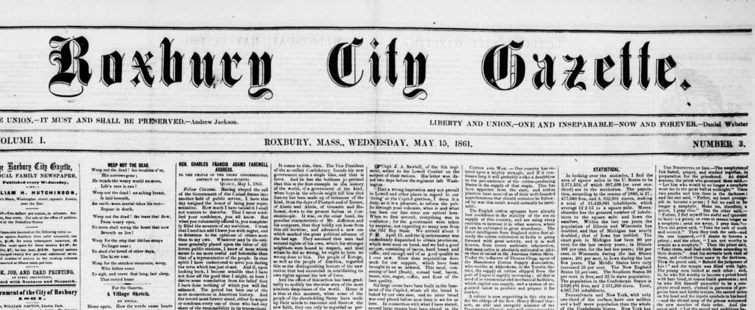 Roxbury City Gazette, May 15, 1861