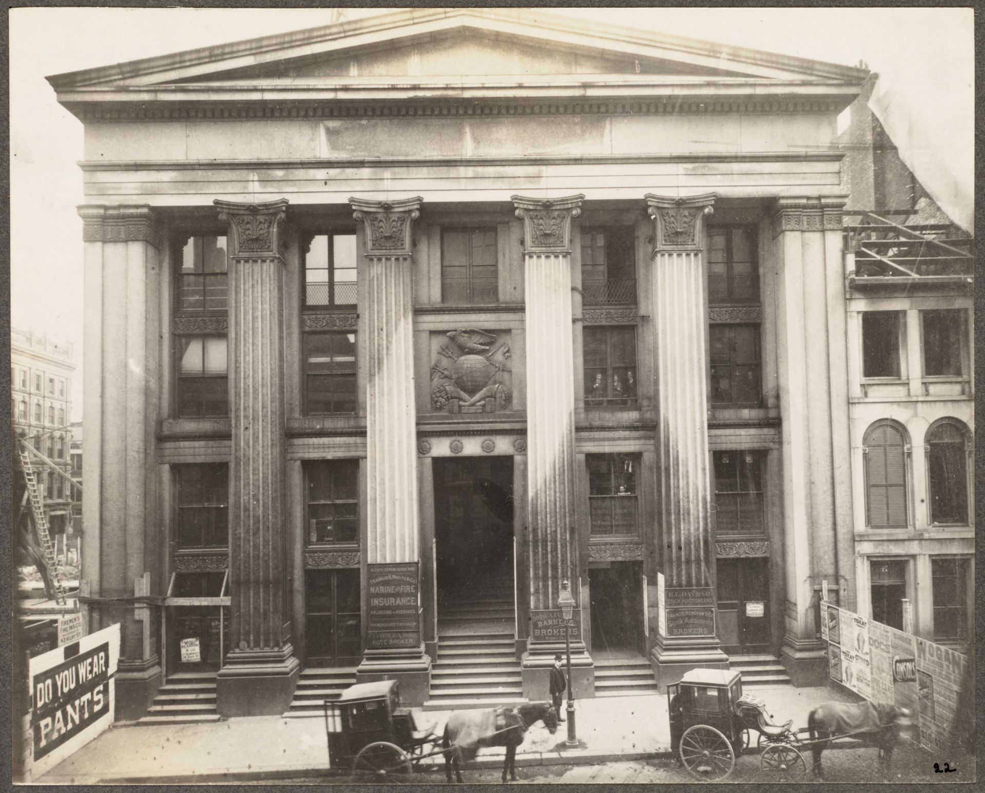 An 1889 photograph of the Boston Merchant's Exchange, the site of the present day Exchange Building