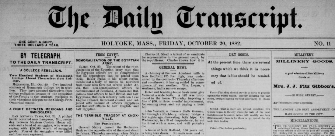 The Daily Transcript. October 20, 1882