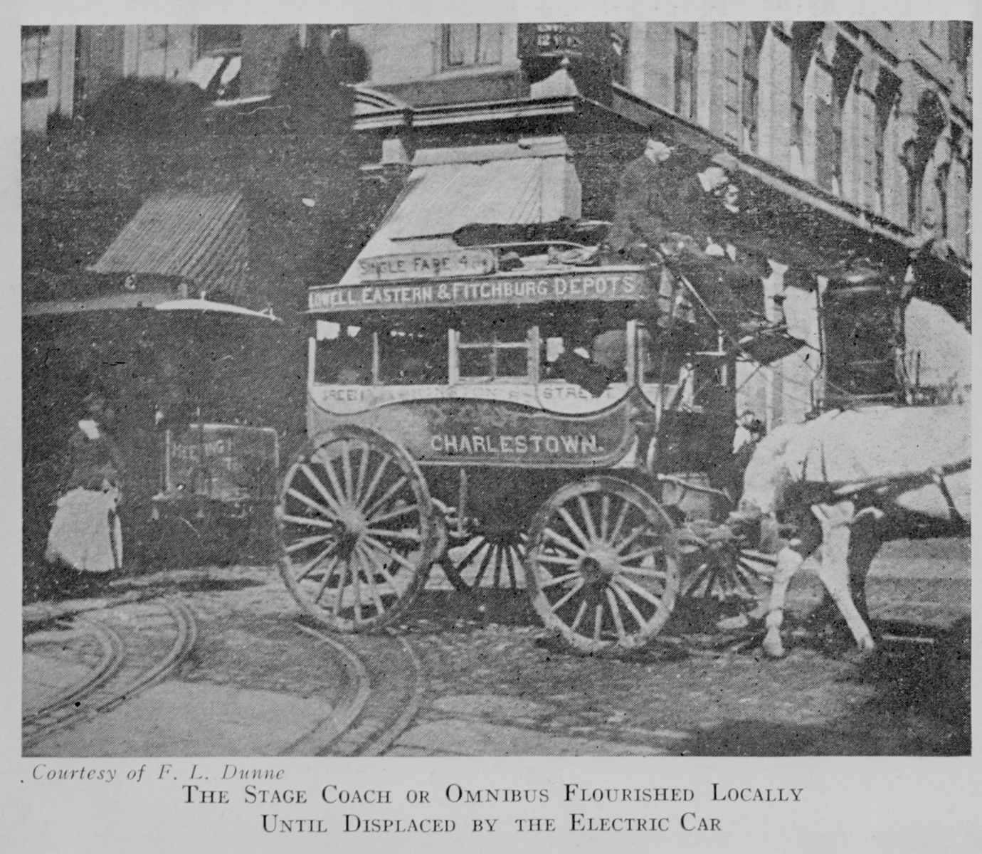 An image of a Charlestown stage coach, from the Boston Public Library