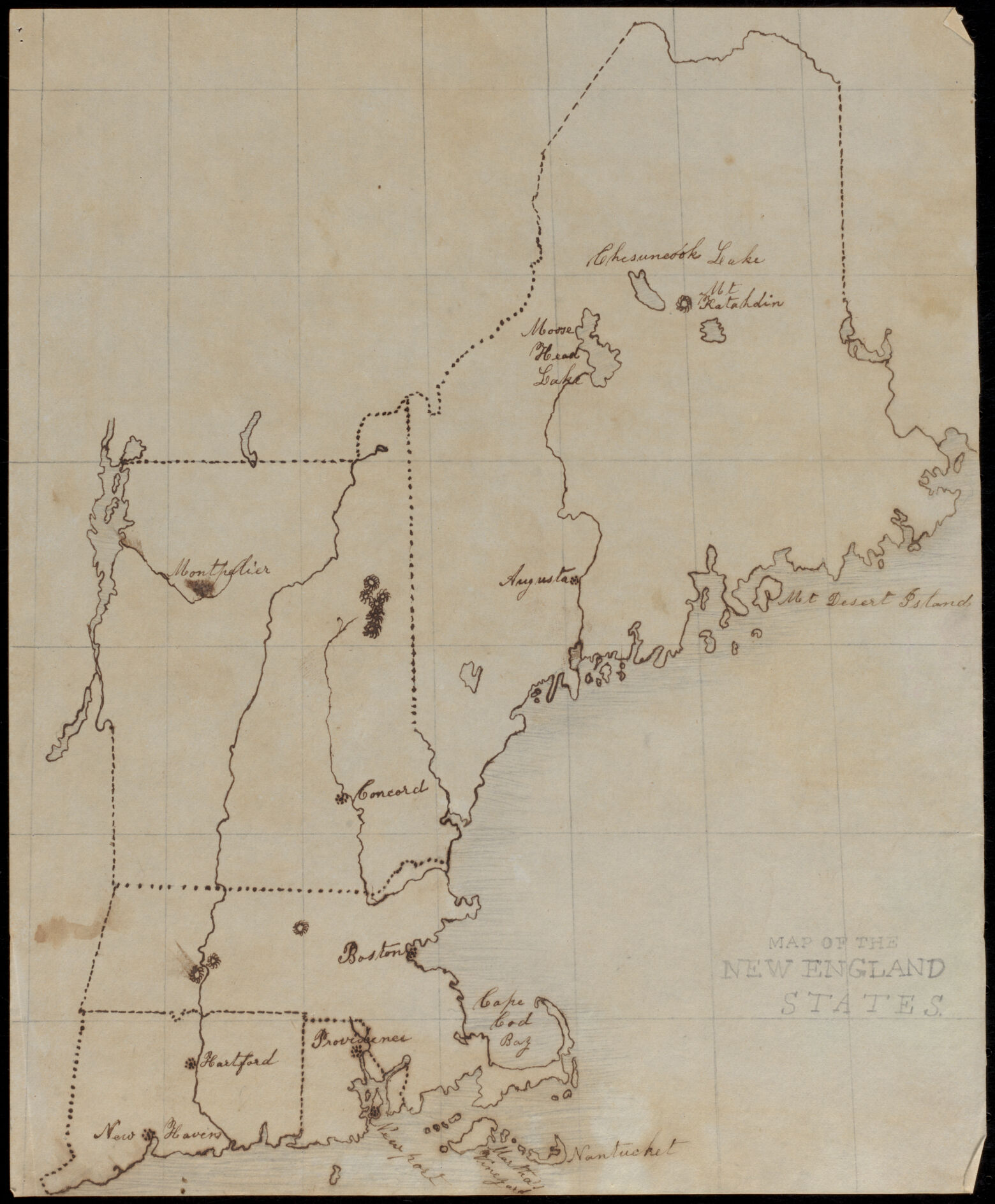 Manuscript map of the United States