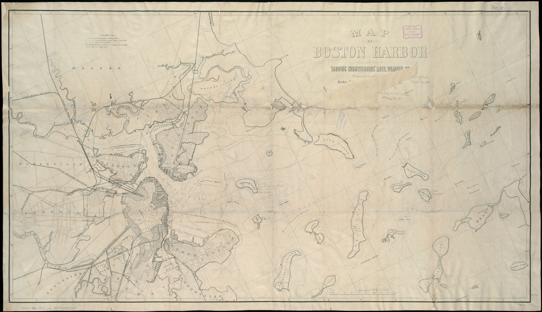The Harbor Commissioners' map of Boston Harbor from 1852.