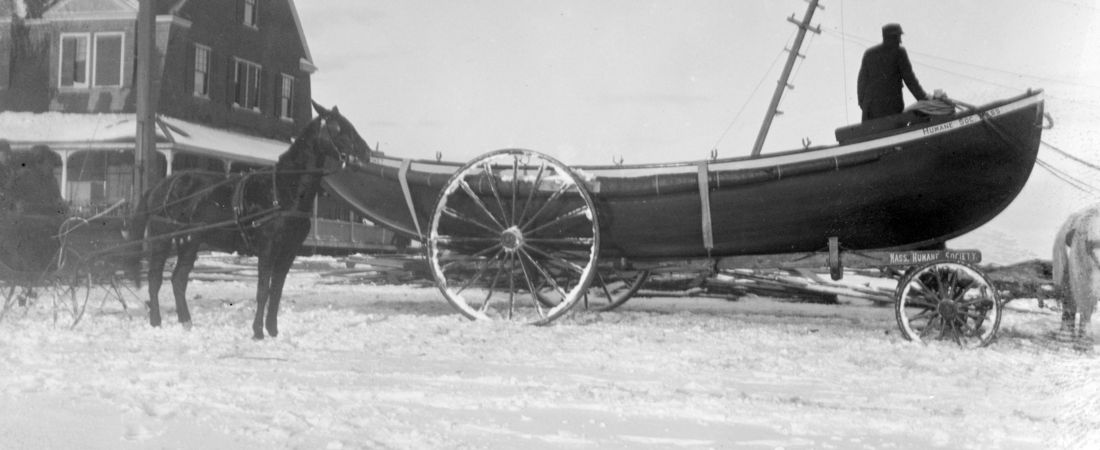Life boat getting ready to launch-saved 3 men from Lobster Rock Nov. 27 1898