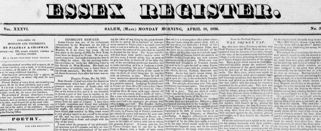 Essex Register. April 18, 1836