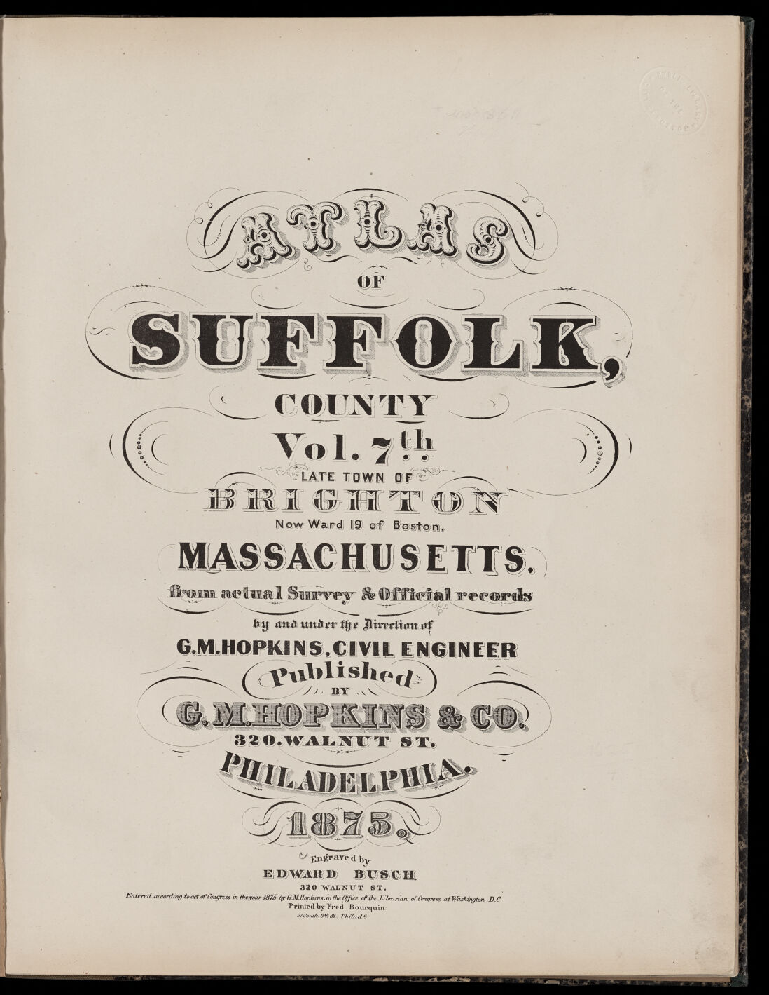 Atlas of Suffolk, county, vol. 7th, late town of Brighton, now ward 19 of Boston, Massachusetts