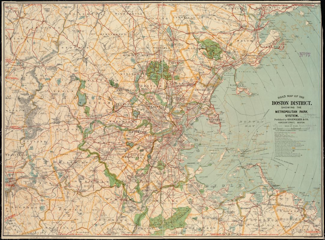 Image of Road Map of the Boston District Showing the Metropolitan Park System