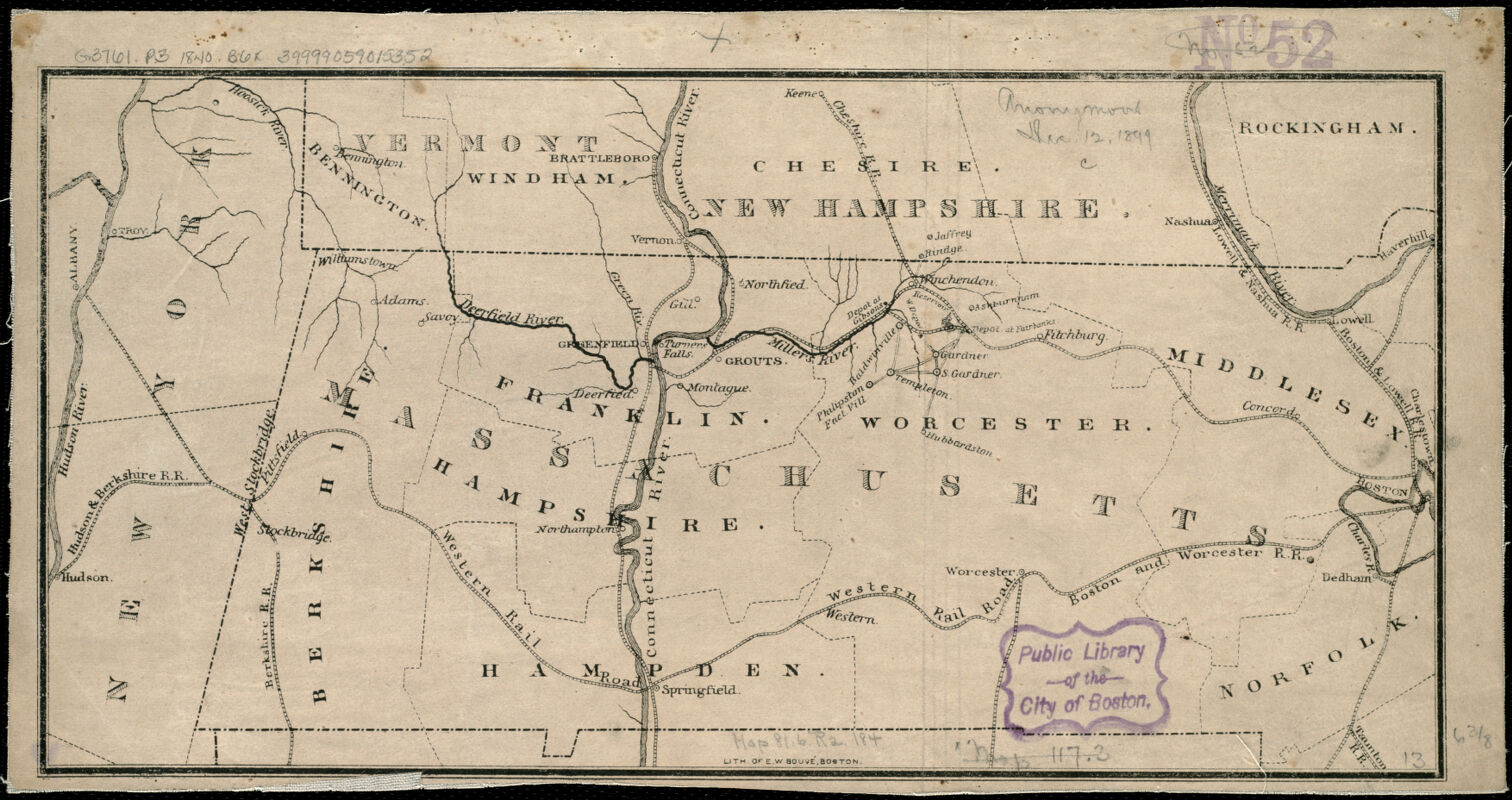 Image of [Map of the Railroads of Massachusetts Running West From Boston]