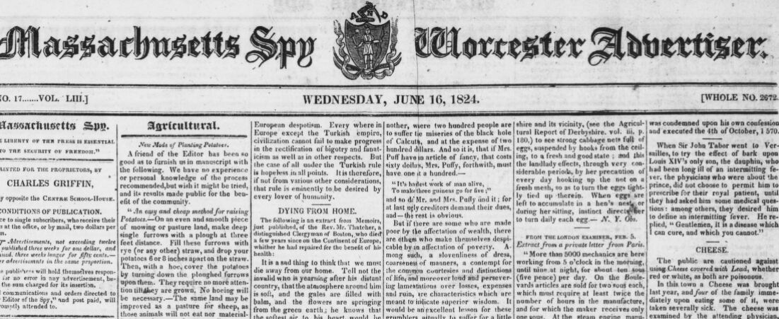 Massachusetts Spy and Worcester Advertiser