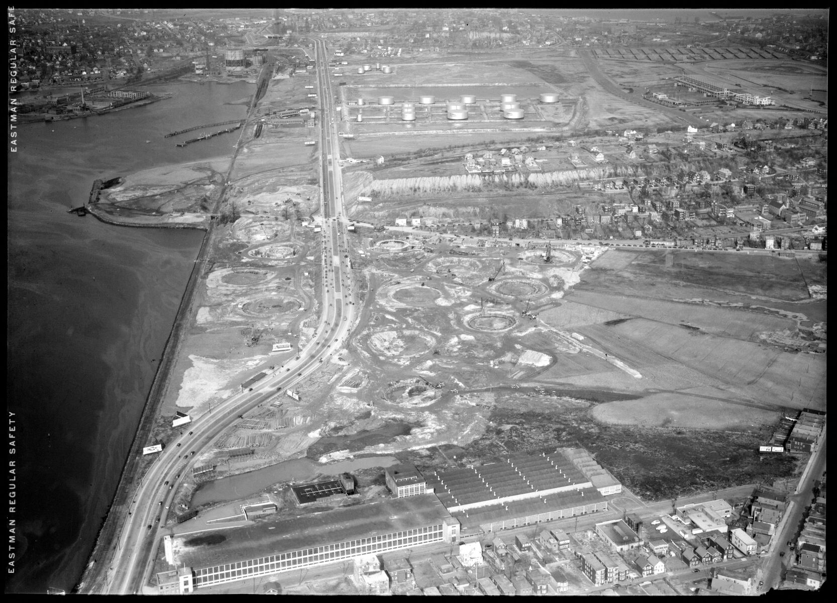 Looking northeast over the oil farm in Revere around 1940 (National Archives Boston)
