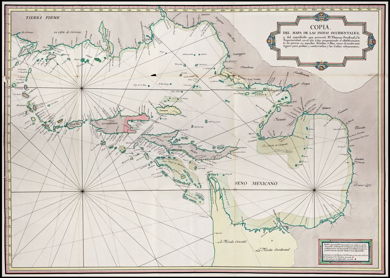 Copia, del mapa de las Indias Occidentales